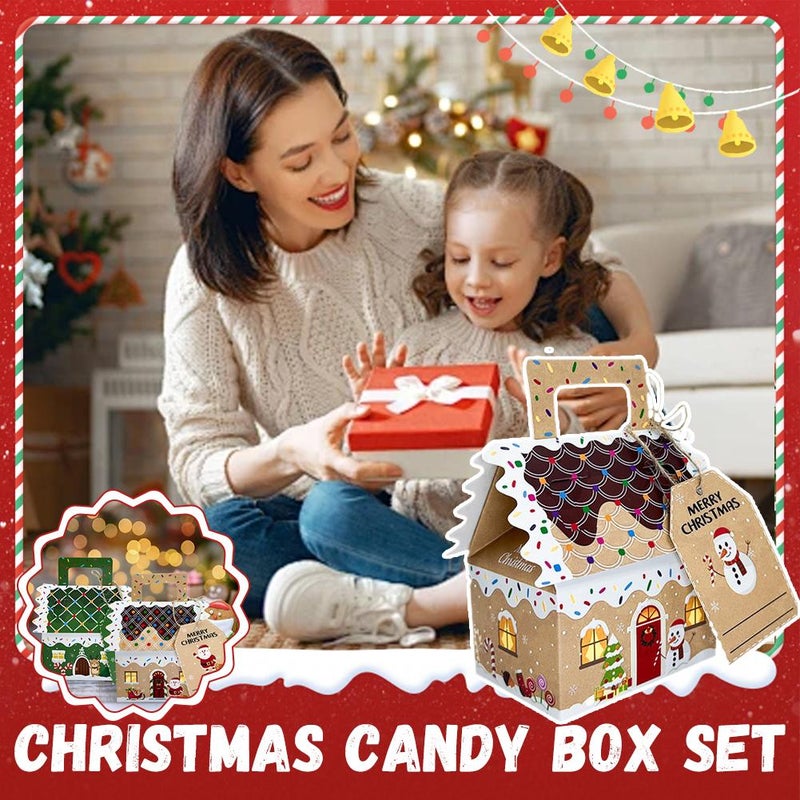 8pcs Christmas Candy Cookie Boxes, Christmas Gingerbread House Gift Box Candy House Treat Bags, Treat Gift Wrap Boxes for Holiday Xmas Party Favors, Snowman/deer/santa 4 Designs - Image 5